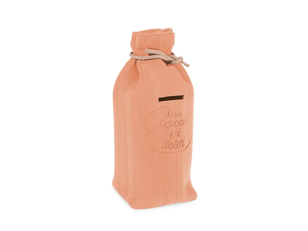 Home Sacco Salvadanaio in Terracotta, 25 cm