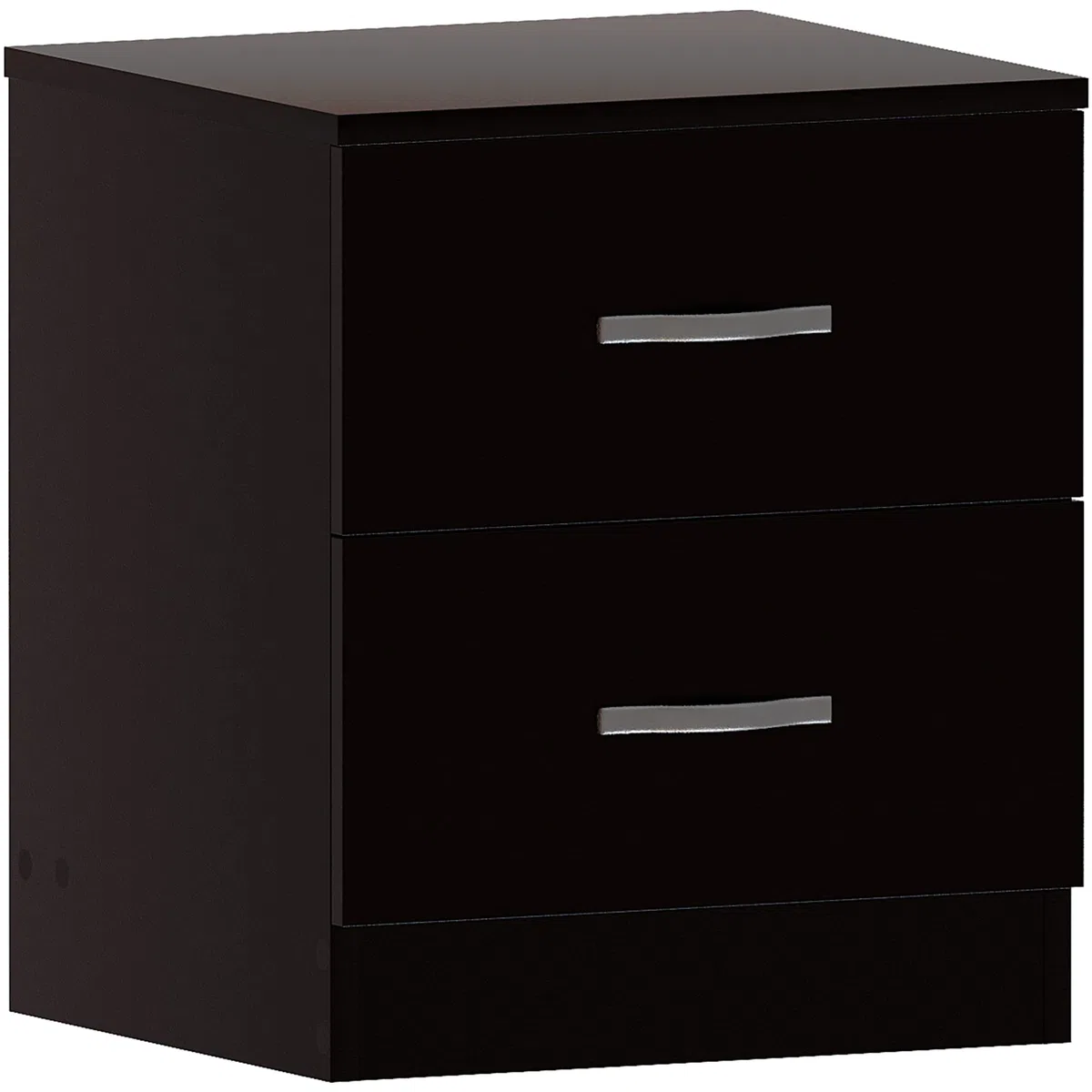 Vida Designs, Comodino con 2 cassetti, Maniglie in Metallo e Guide, Sistema Unico Anti-ribaltamento, per Camera da Letto, Colore Nero