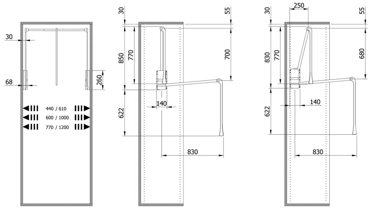 Appendiabito saliscendi Grigio per Armadio Originale cm 77-120