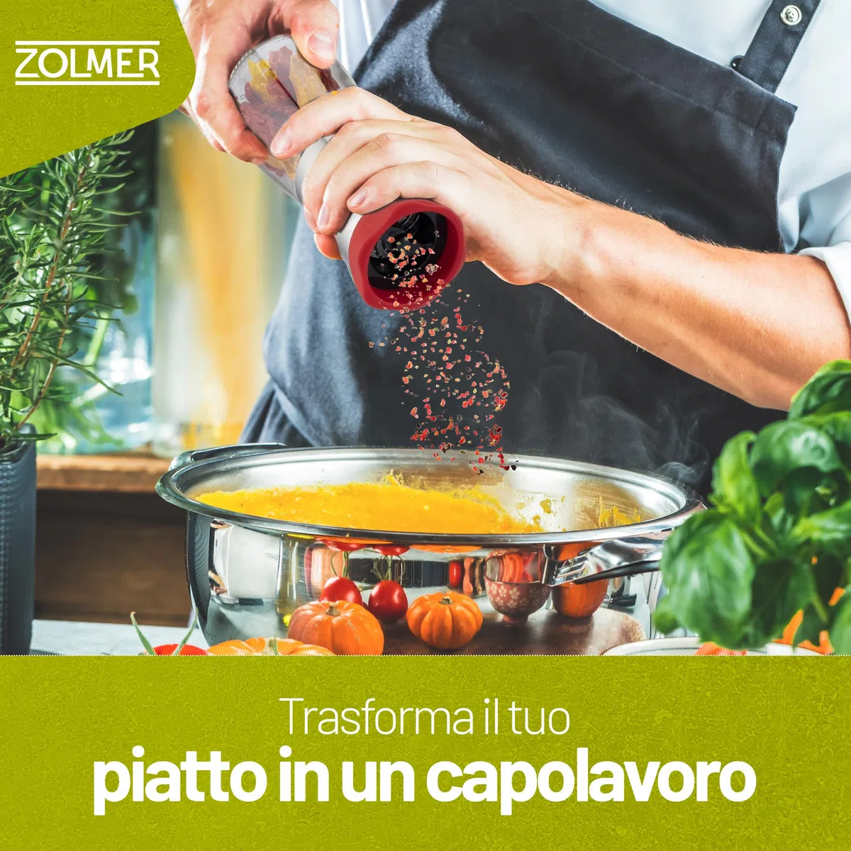 Macinino per peperoncino in acciaio inox e vetro, trita spezie con meccanismo di taglio in acciaio inox - macina peperoncino e altre spezie grossolane, con coperchio protettivo
