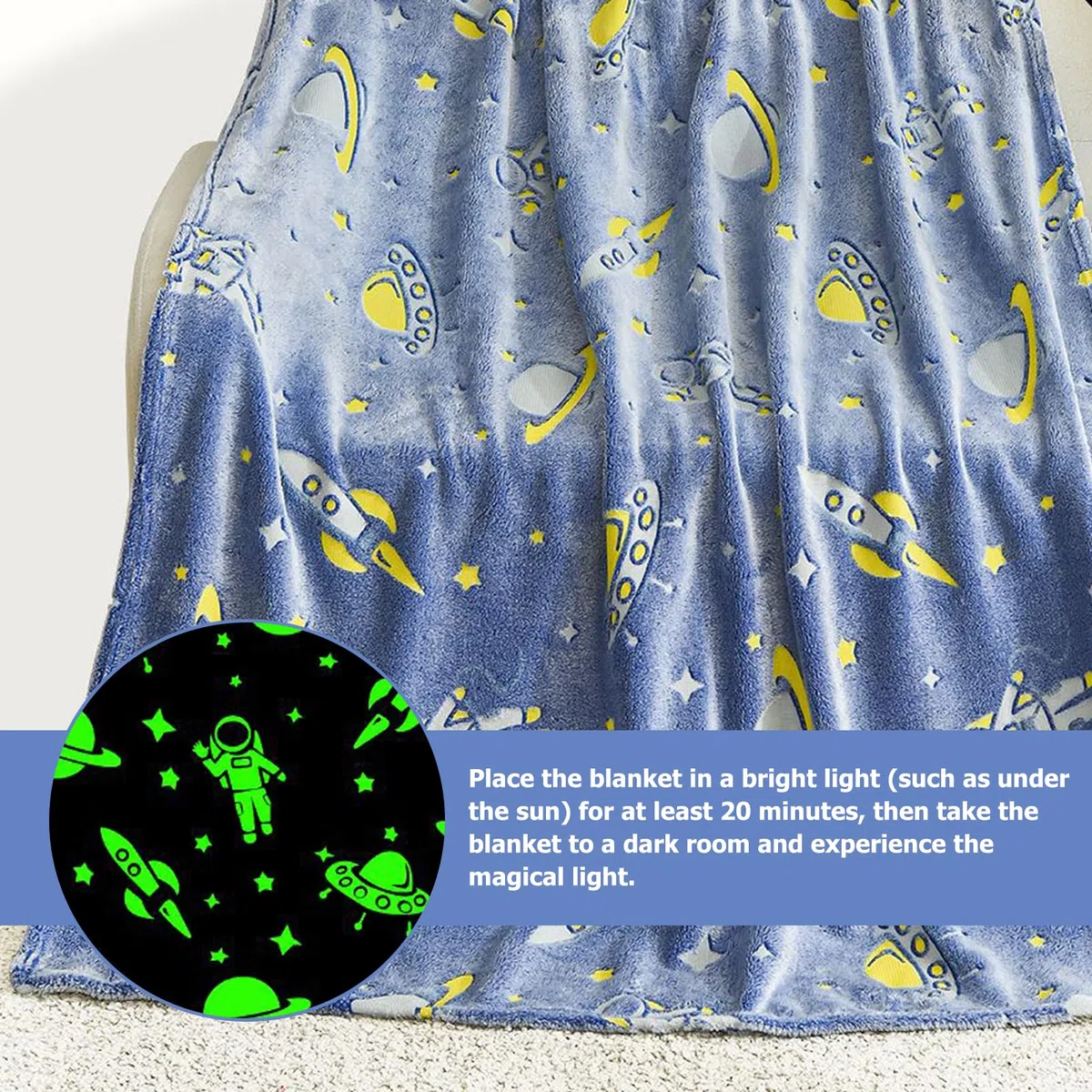 Coperta coccolosa per bambini: coperta che si illumina al buio in flanella, coperta per divano per bambini di 1-10 anni, ragazzi e ragazze, morbida coperta per la casa come regalo (150 x 200