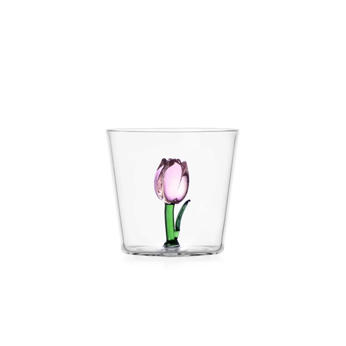 Ichendorf Milano Tumbler Tulipano Rosa, Collezione Botanica, 30 cl, Vetro Borosilicato, Fatto a Mano