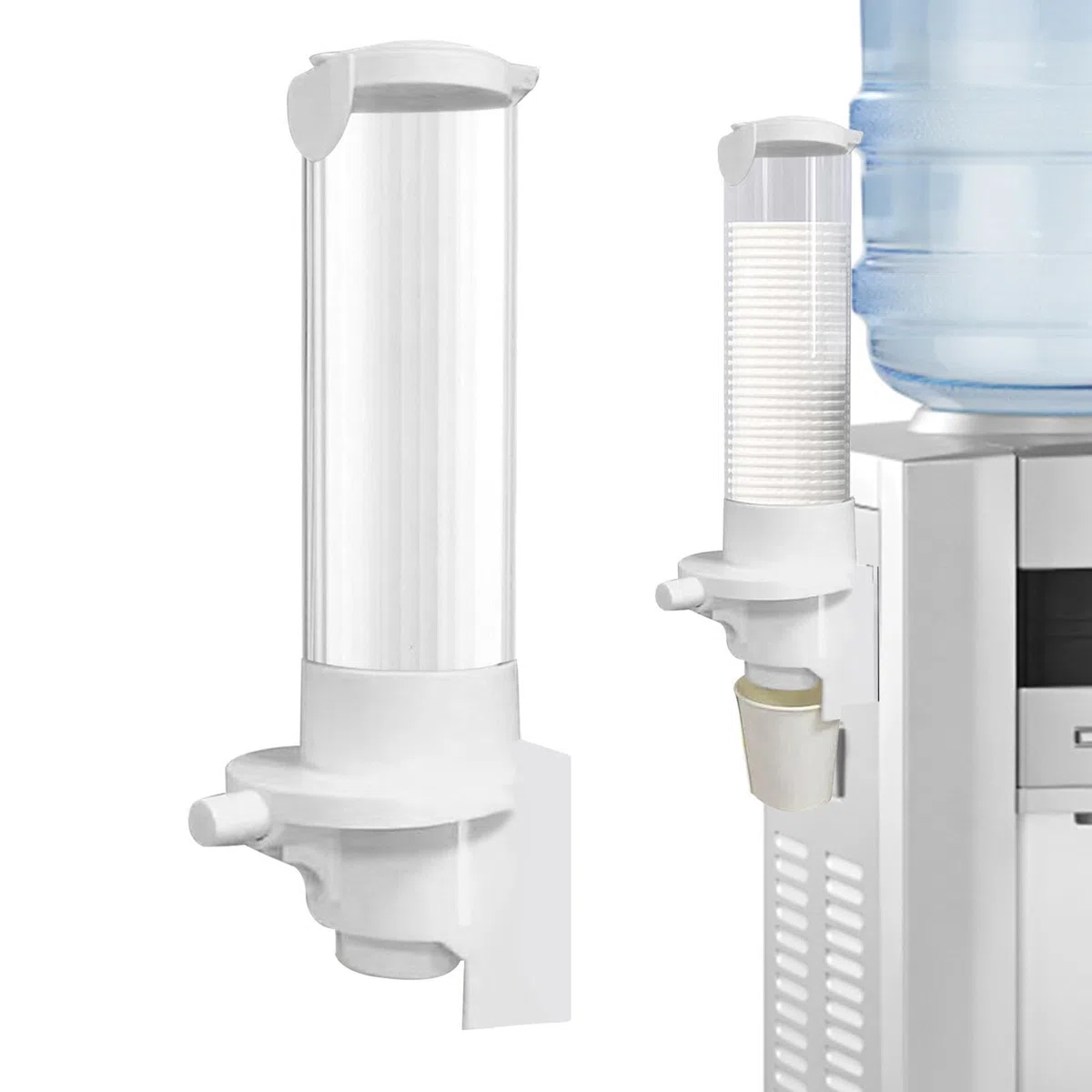 Porta bicchieri di carta – Dispenser per acqua, supporto per tazze, montaggio parete, organizer con bottone automatico, dispenser per acqua, porta bicchieri da 200 ml, porta bicchieri da bagno