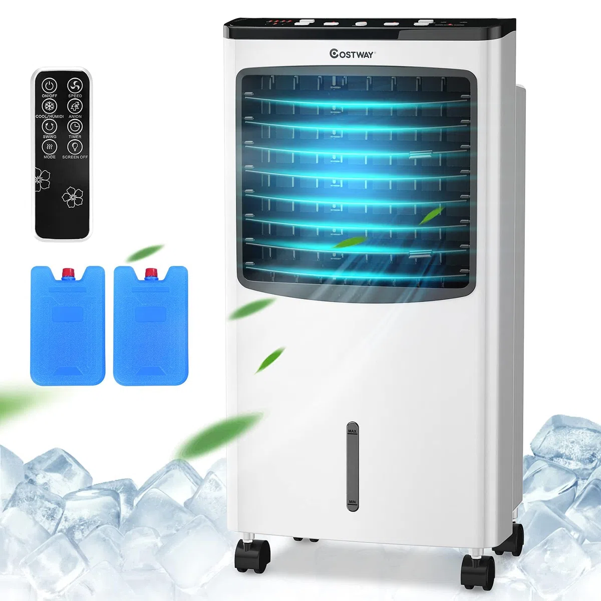 RELAX4LIFE 3 in 1 Ventilatore a Ghiaccio con Serbatoio Acqua 8L, 3 Modalità e 3 Velocità, Raffreddamento, Ventilatore, Deumidificazione