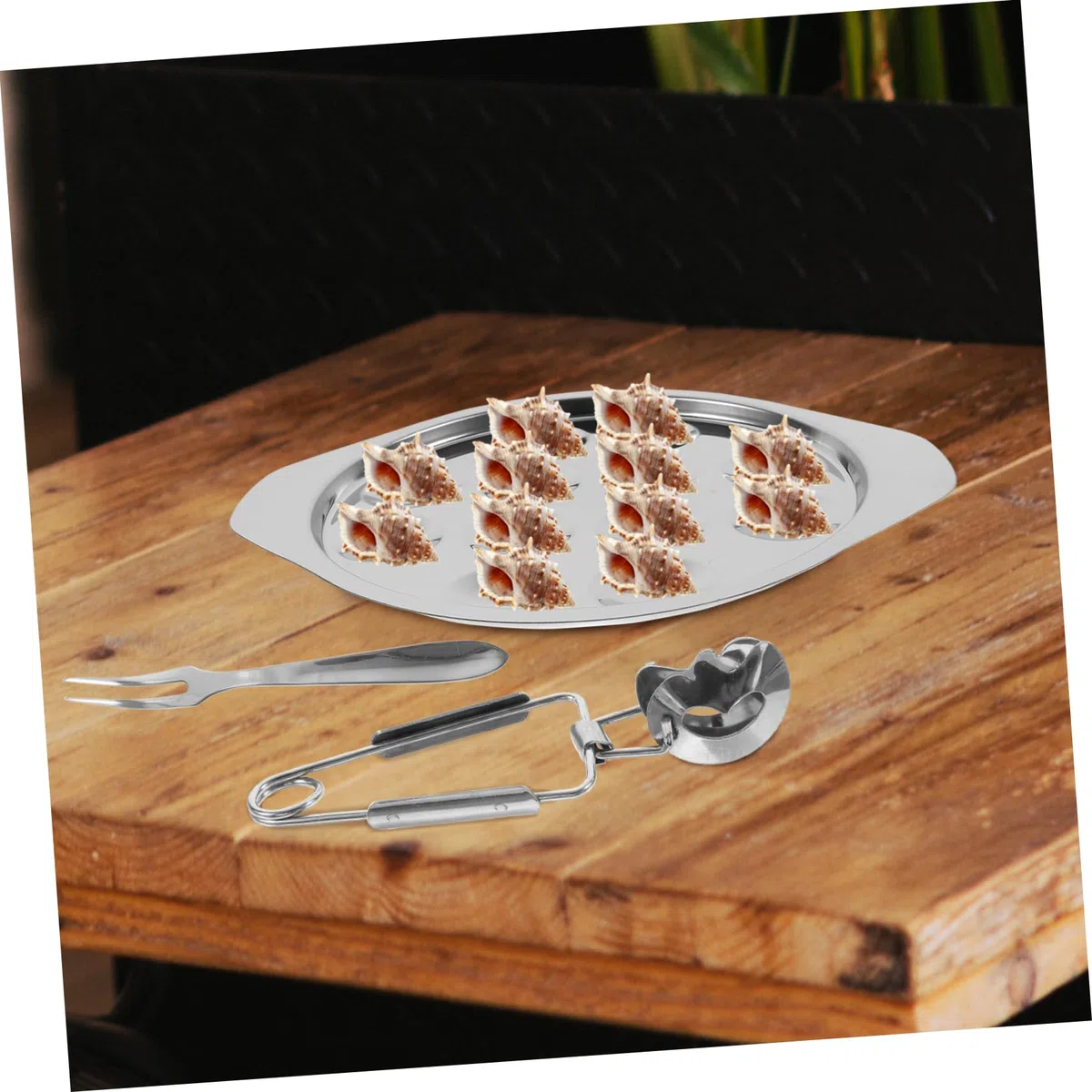Cabilock 1 Set Utensili da Cucina a Conchiglia Lumaca Escargot Set di Piastre Piatto di Lumache Piatto di Ostriche da Cucina di Padella in Ghisa Acciaio Inossidabile Bakeware