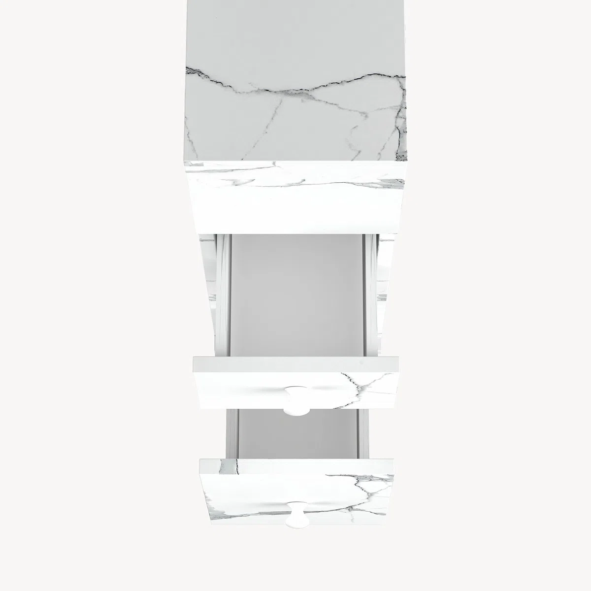 [en.casa] Mobile da Bagno Stretto a Rotelle con 2 Cassetti e Scomparto Aperto Armadietto Estraibile Multiuso per Cucina Lavanderia Ufficio 66 x 15 x 33 cm - Effetto Marmo Bianco