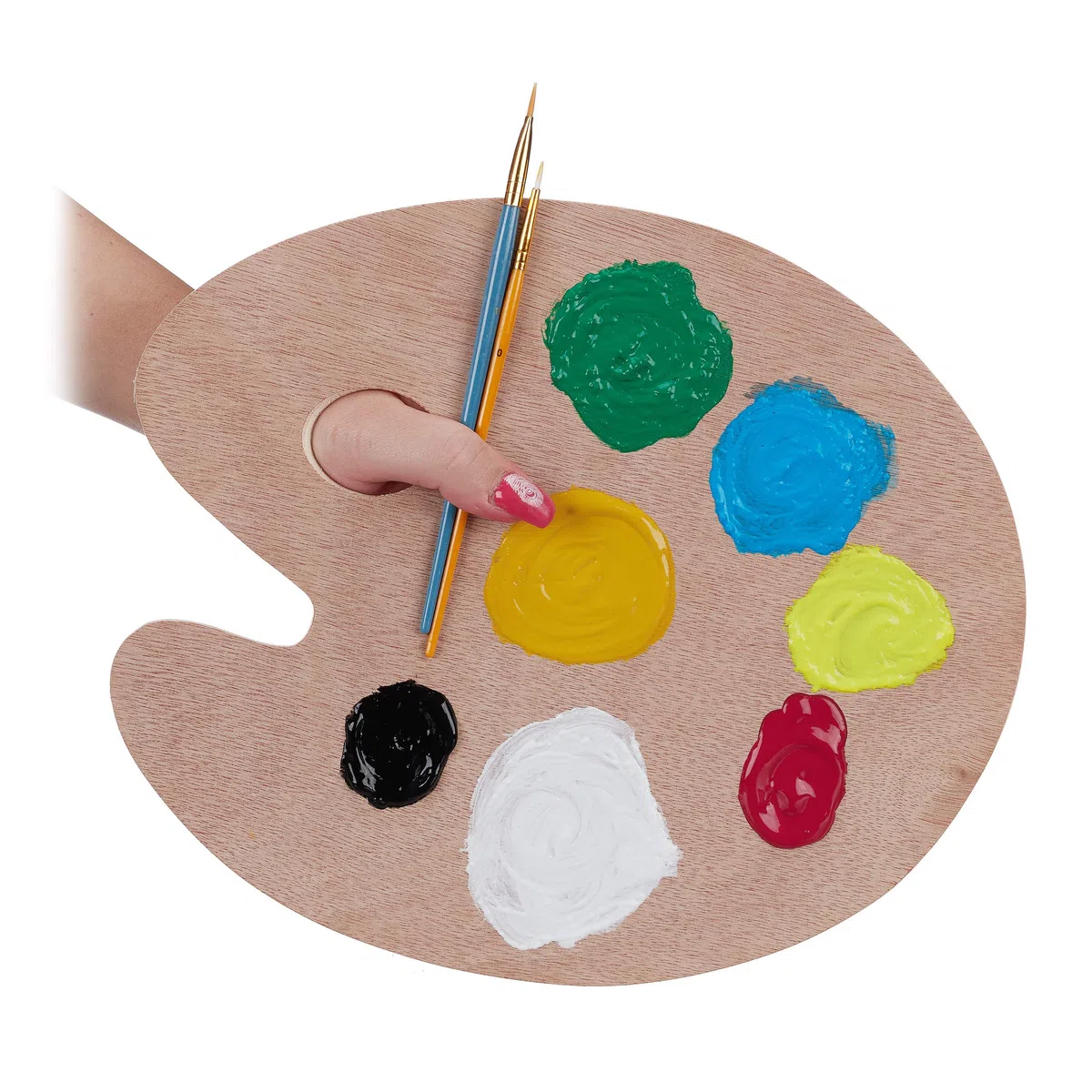 Relaxdays Tavolozza dei Colori in Legno, con Foro, Acrilici, Acquerelli e Tempere, Artisti, 30,5x25 cm, Legno Naturale