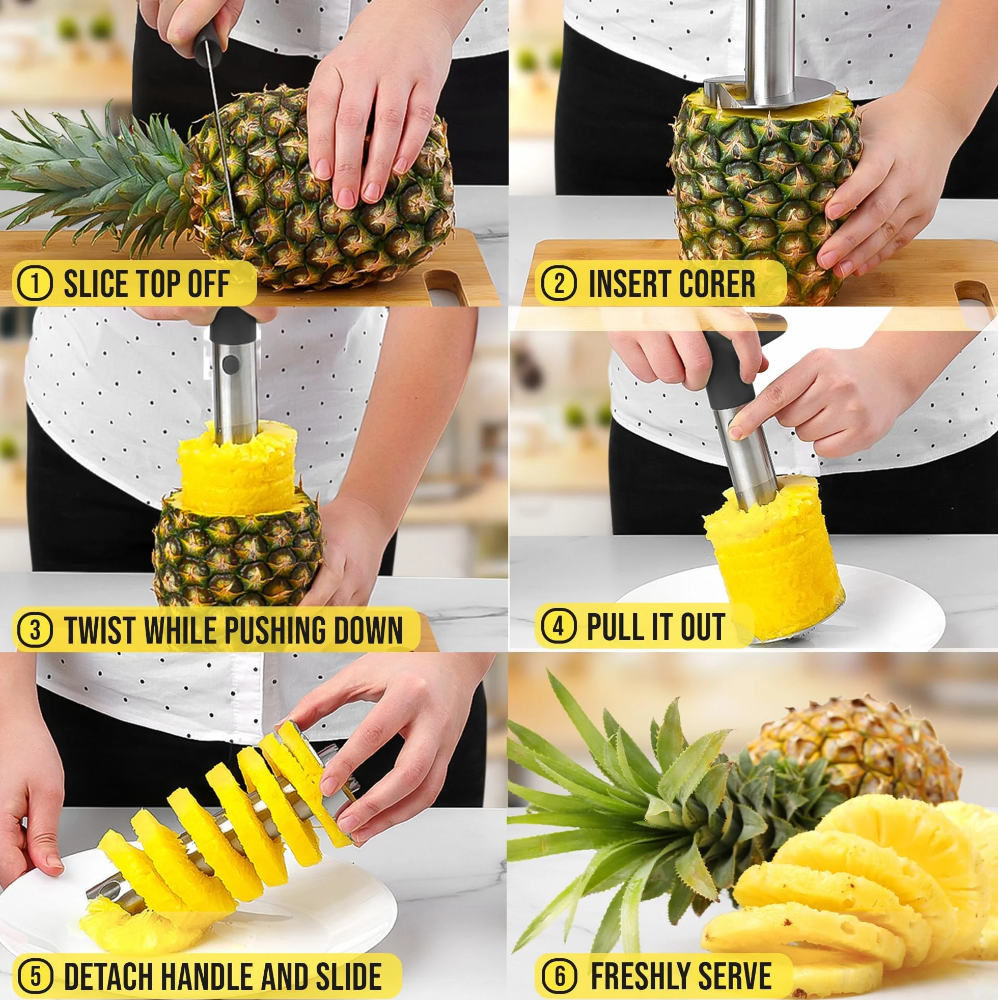 Zulay Kitchen cucina ananas corer e strumento di affettatrice - acciaio inox pineapple cutter per easy nucleo removal & presse - super fast ananas affettatrice e strumento di corer permette di rispar
