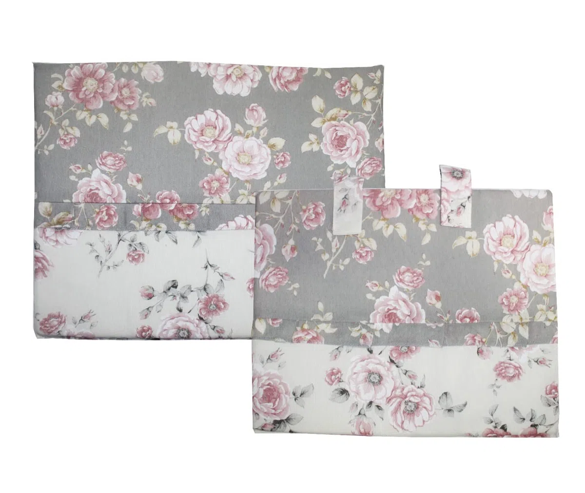 Russo Tessuti Coordinato Copriforno Roses Coprifornello Roselline 4 Fuochi Arredo Casa Cucina -Grigio-Forno+fornello