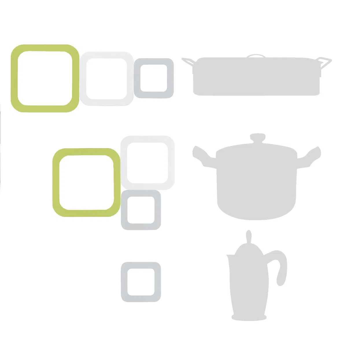 Fratelli Guzzini Kitchen Active Design Set Sottopentole, PA-Silicone, Verde Mela, 15 x 15 x 1 cm