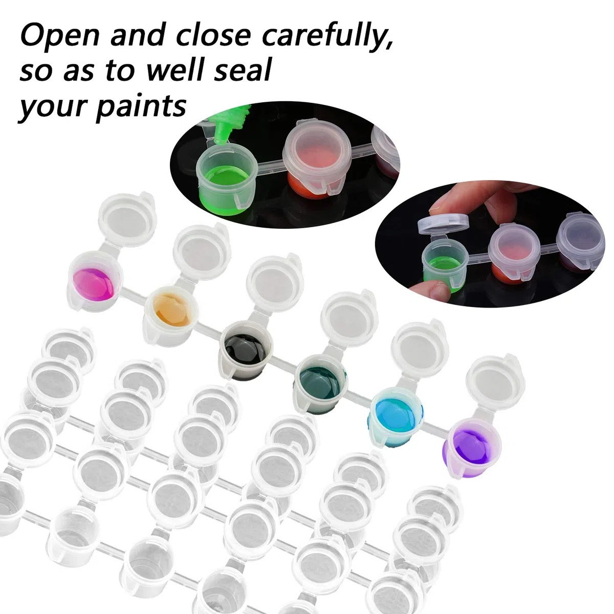 AIEX 120 Strisce Vuote per Vasi di Vernice, Mini Vasi per Pittura con Coperchi, Contenitori per la Conservazione per Scuole, Campi Estivi, Festival d'arte di Pittura (20 Strisce, 5 ml / 0,17 once)