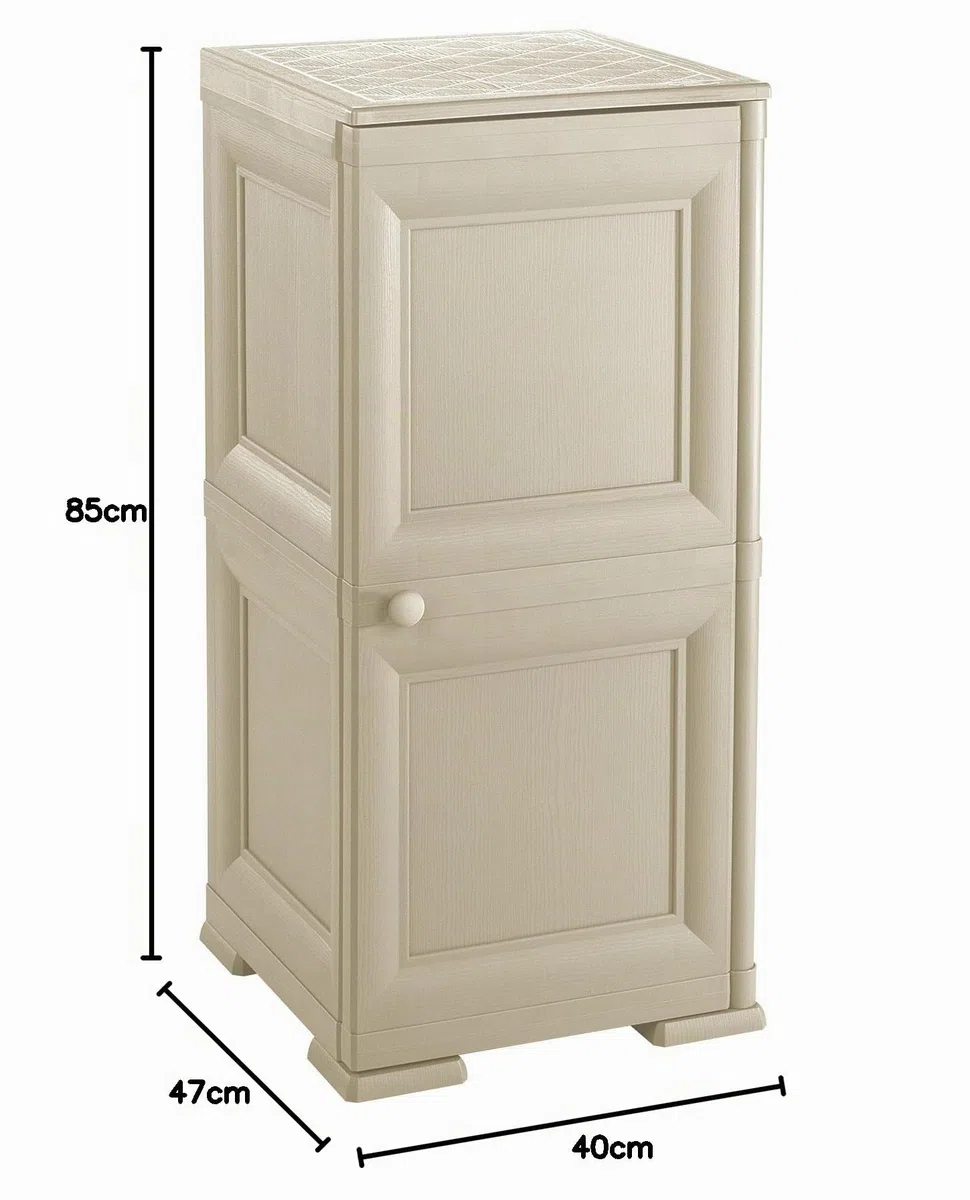 Tontarelli Armadietto Colonnina 1 Anta 2 Moduli per Esterni ed Interni, Effetto Finitura Legno 40 x 43 x 85,5 CM Montaggio Facile Senza Attrezzi