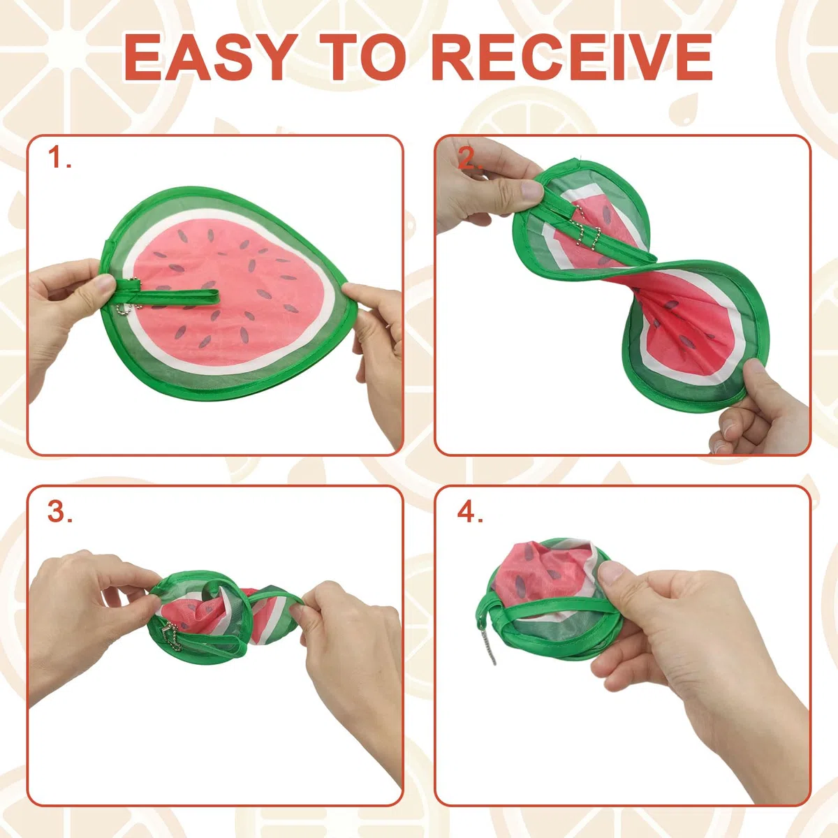 6 Pezzi Ventaglio Rotondo Pieghevole, Ventaglio Pieghevole, Ventagli Piccoli da Borsetta Mini Ventagli Anguria Kiwi Arancia Frutta per Feste Matrimoni (6 Pezzi)
