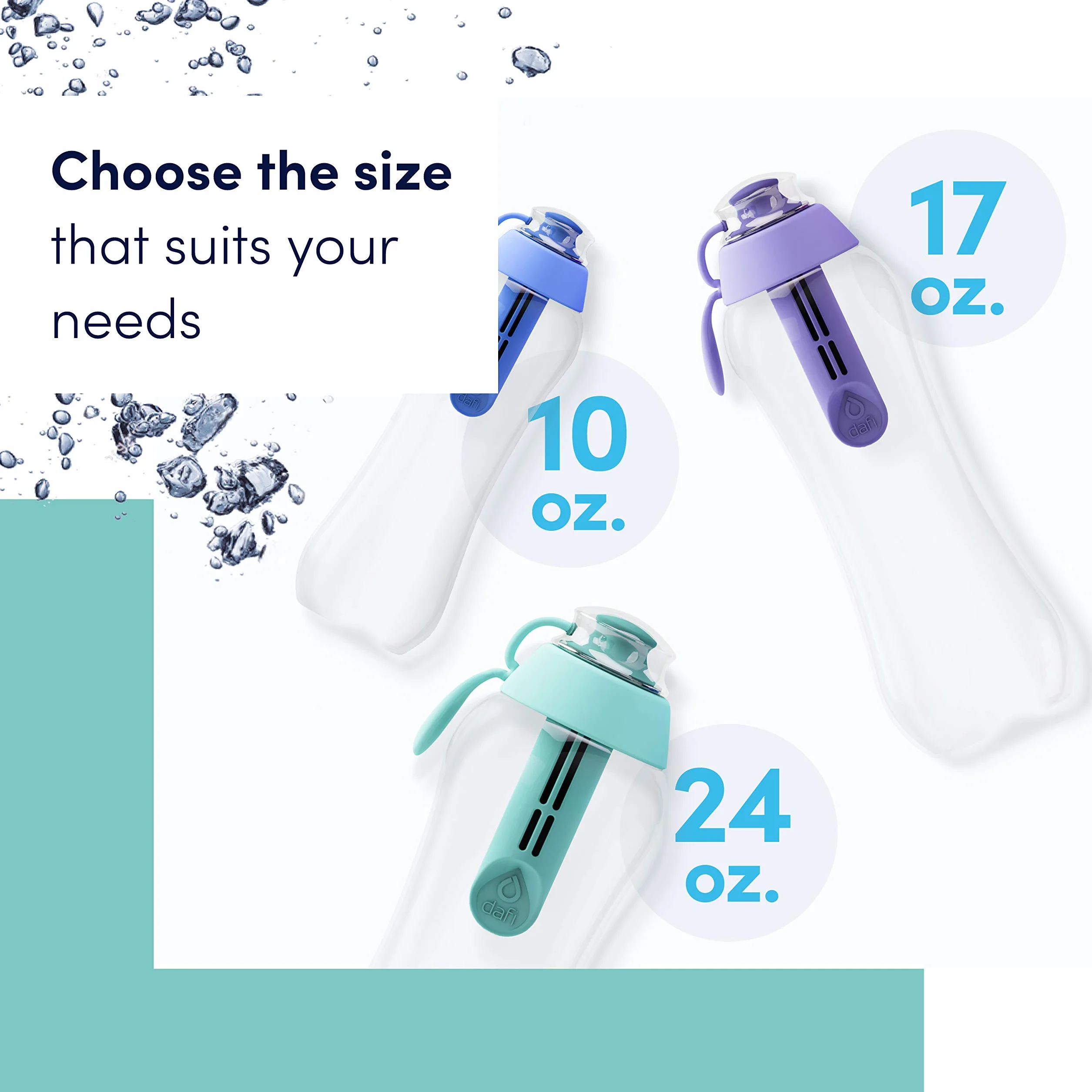 Dafi bottiglia d' acqua con filtro 24 FL oz – Enjoy Clean and Tasty Water Anywhere you go – ergonomico e innovativo borraccia realizzata con materiali senza BPA, (bambini piccoli/grandi), 24 fl oz.