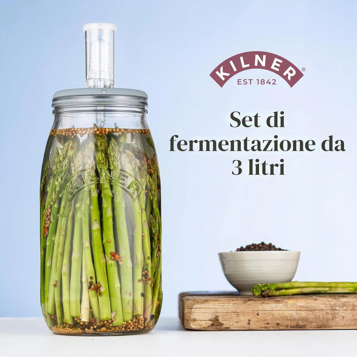 Kilner, Set di fermentazione per crauti/Kimchi/sottaceti, Trasparente