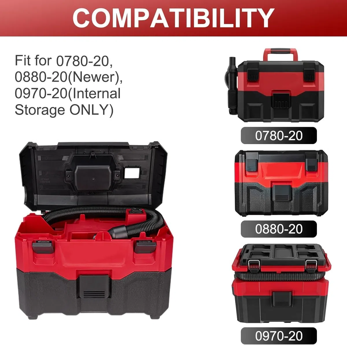 14-37-0105 Tubo di aspirazione compatibile per aspirapolvere Milwaukee M18 Packout 0880-20 0970-200780-20 2,5 galloni 18 V aspiratore bagnato/secco, 14-37-0016