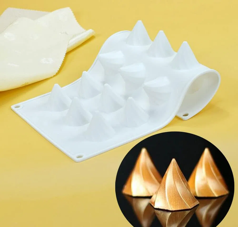 Stampo per torta in mousse in silicone, mousse per dessert Bakeware Stampo per candela con sapone al cioccolato fai da te, 15 fori Cono circolare