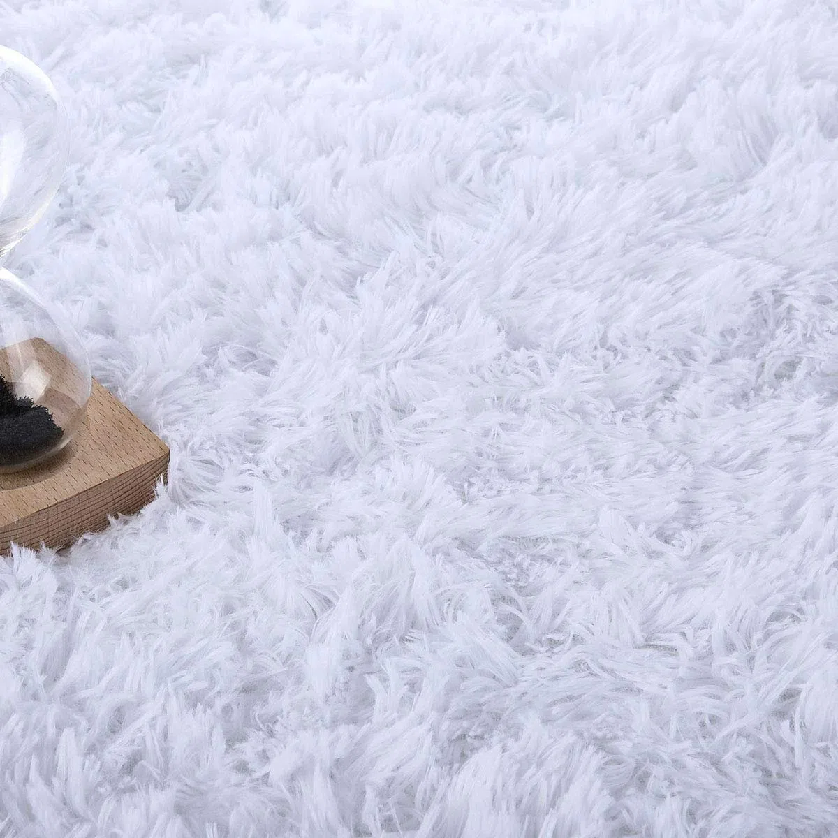 Tappeto Salotto Pelo Lungo Soggiorno Morbido Tappeto Camere da Letto Moderno Peluche Grande Antiscivolo (Bianco, 80 * 120cm)