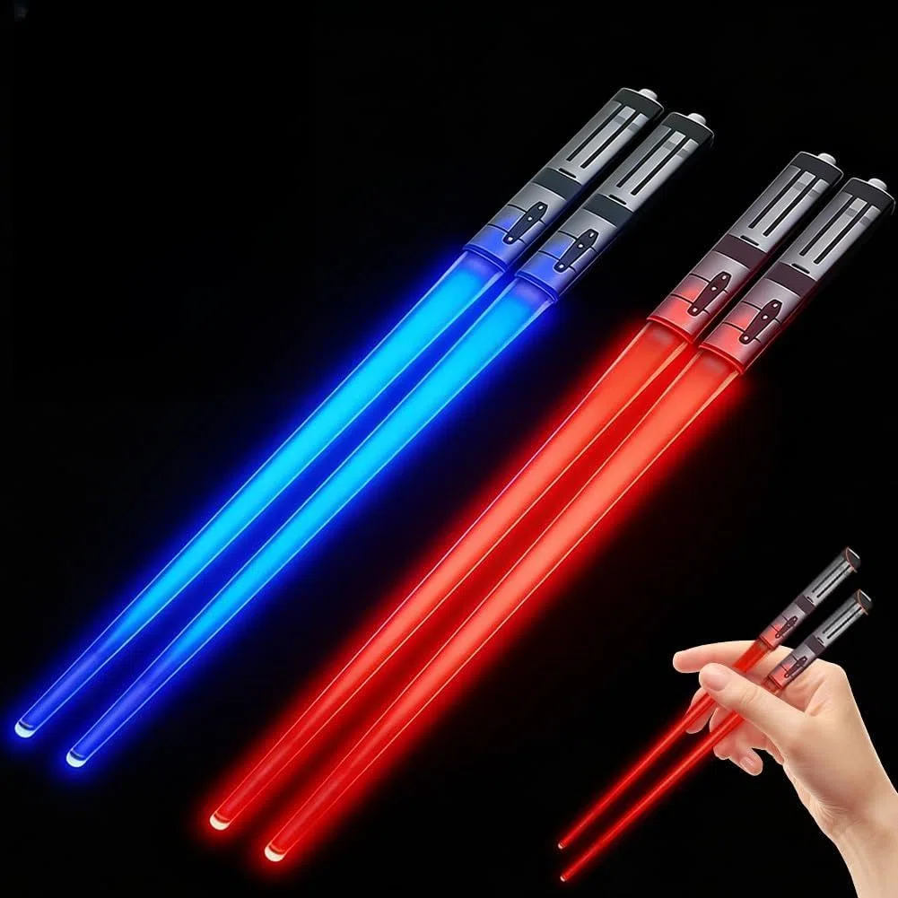 9 bacchette luminose, 2 paia di bastoncini Lightsaber, bacchette riutilizzabili con spada luminosa, bacchette a LED luminose, bacchette luminose, per cucina, cena, feste, sushi party