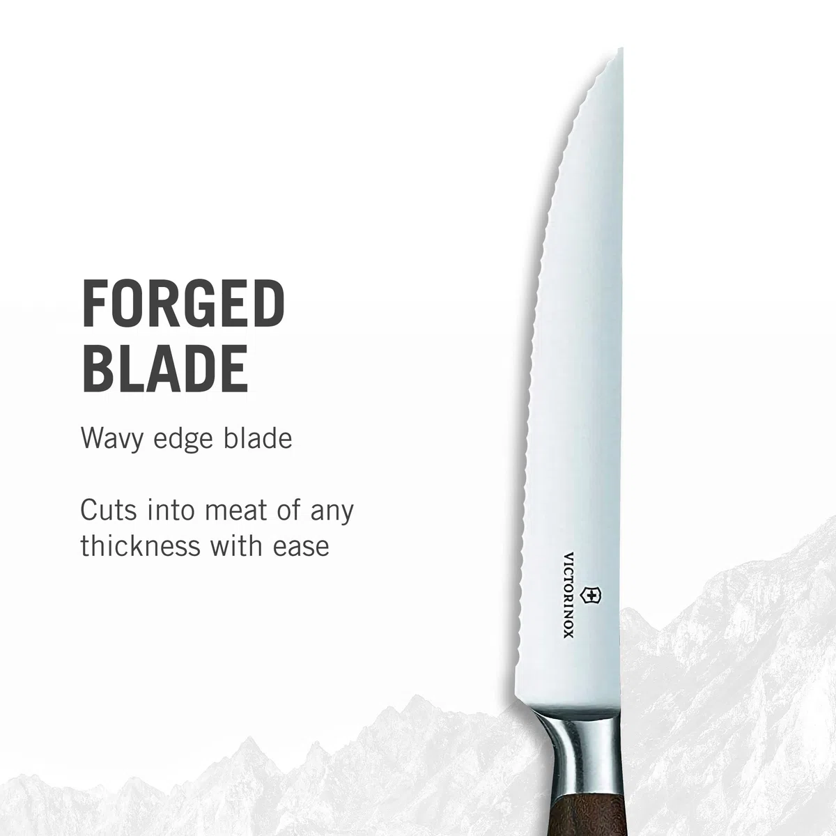 Victorinox Grand Maitre, Coltello da Bistecca Professionale, Lama Seghettata, 12 cm, Manico in Legno Pregiato, Acciaio Inossidabile, Marrone