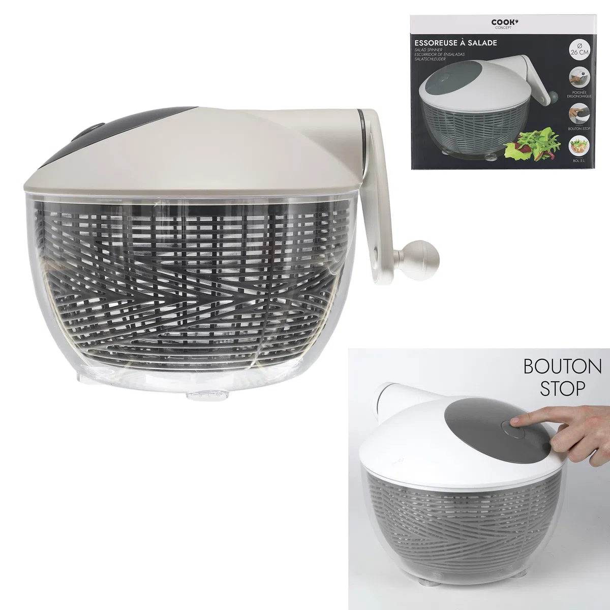 Macchina centrifuga Insalata Manuale Pratica Grigio