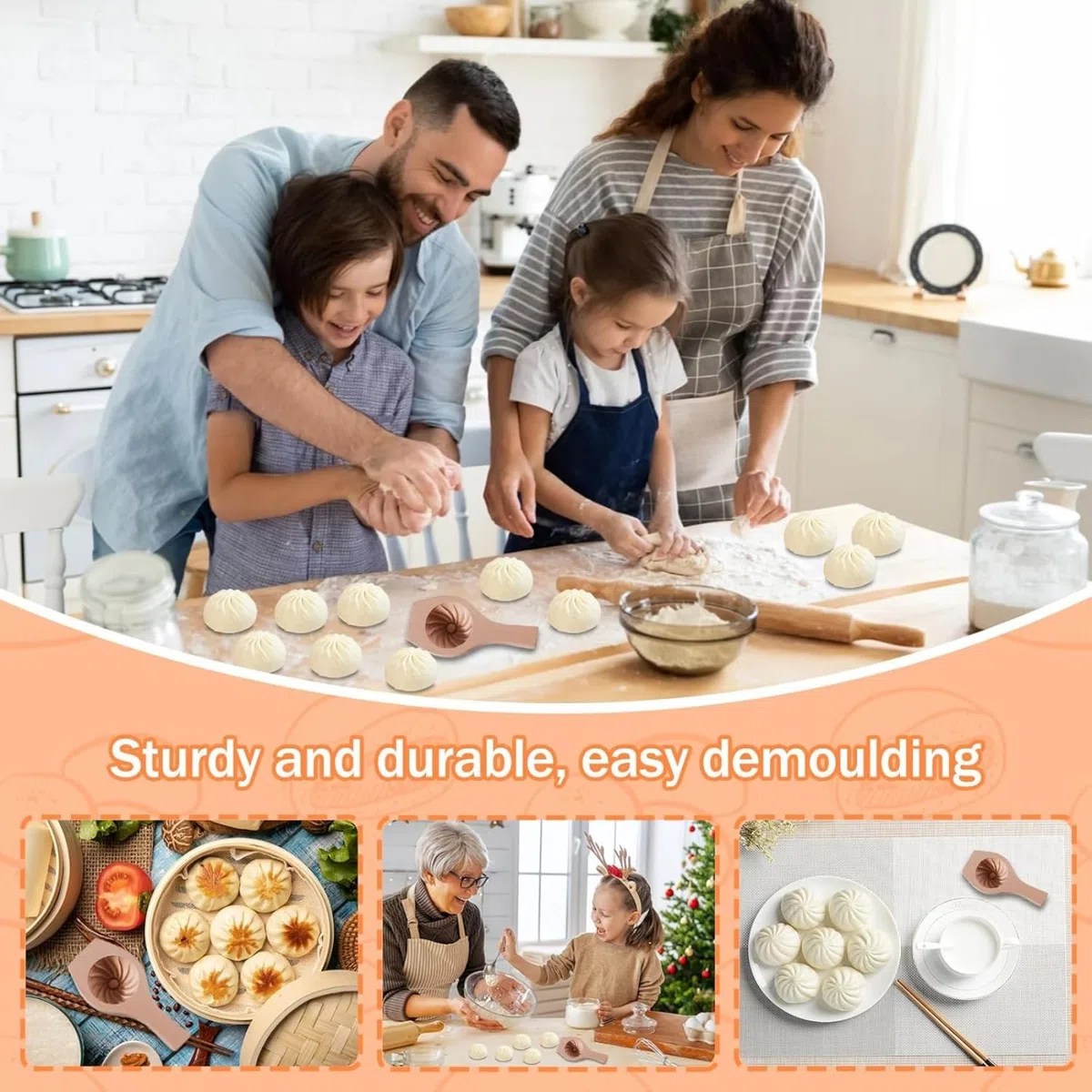 Stampo per panini al vapore fai da te, multifunzione Baozi Maker, pratico stampo per torte pressato a mano in stile cinese per la cottura di Capodanno
