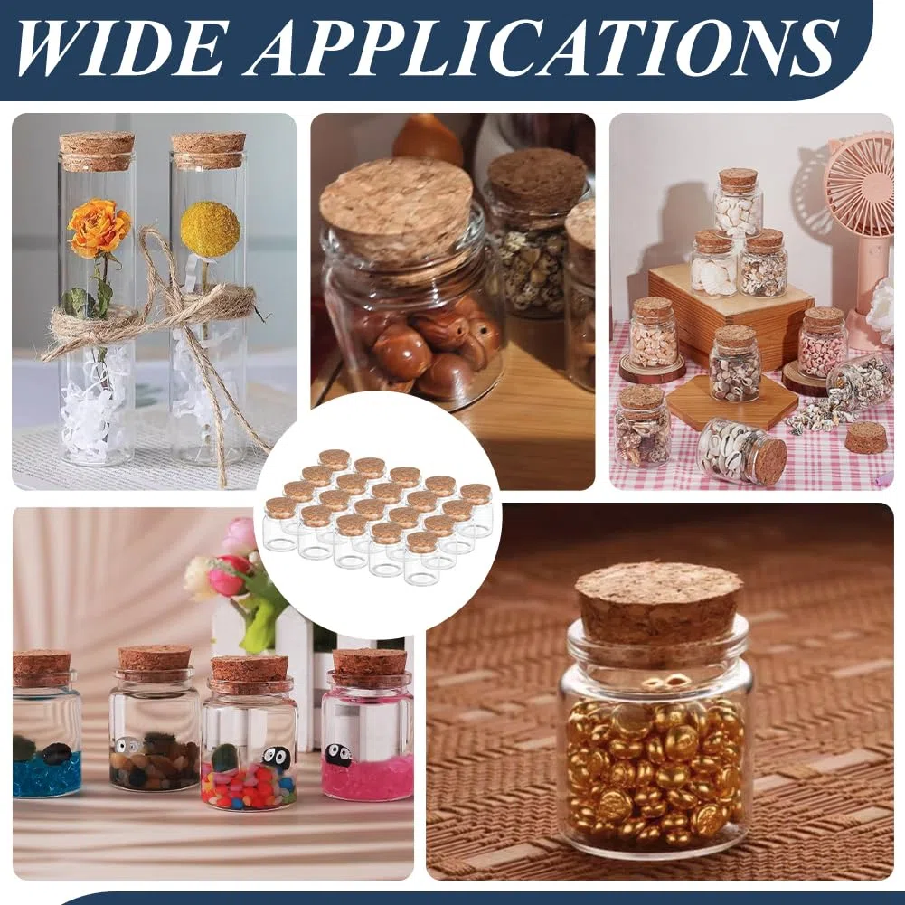 PH PandaHall 20pz 20ml Bottiglie di Vetro con Tappo di Sughero Mini Bottiglie di Vetro, Piccole Bottiglies Decorative per Matrimonio Conservare Piccoli Oggetti Bottiglies dei Desideri