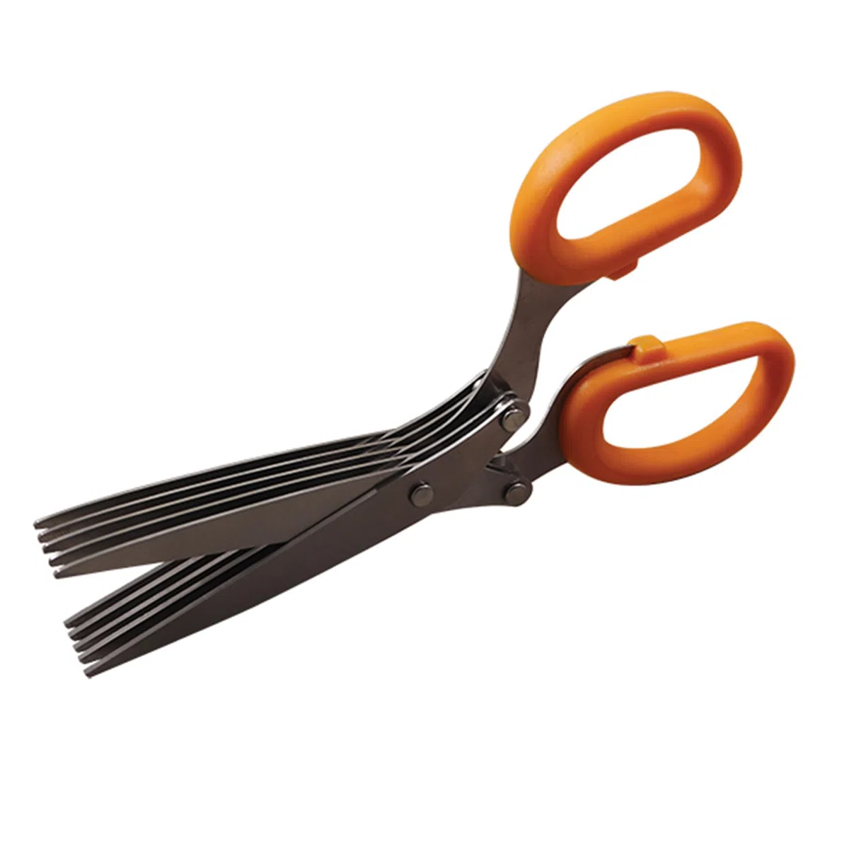Forbice multi lama ideale per sminuzzare in brevissimo tempo erbe aromatiche, insalate, 21 cm, Soft Collection, con cover per proteggere le lame, (colore: arancio, nero, argento), quantità: 1 pezzo.