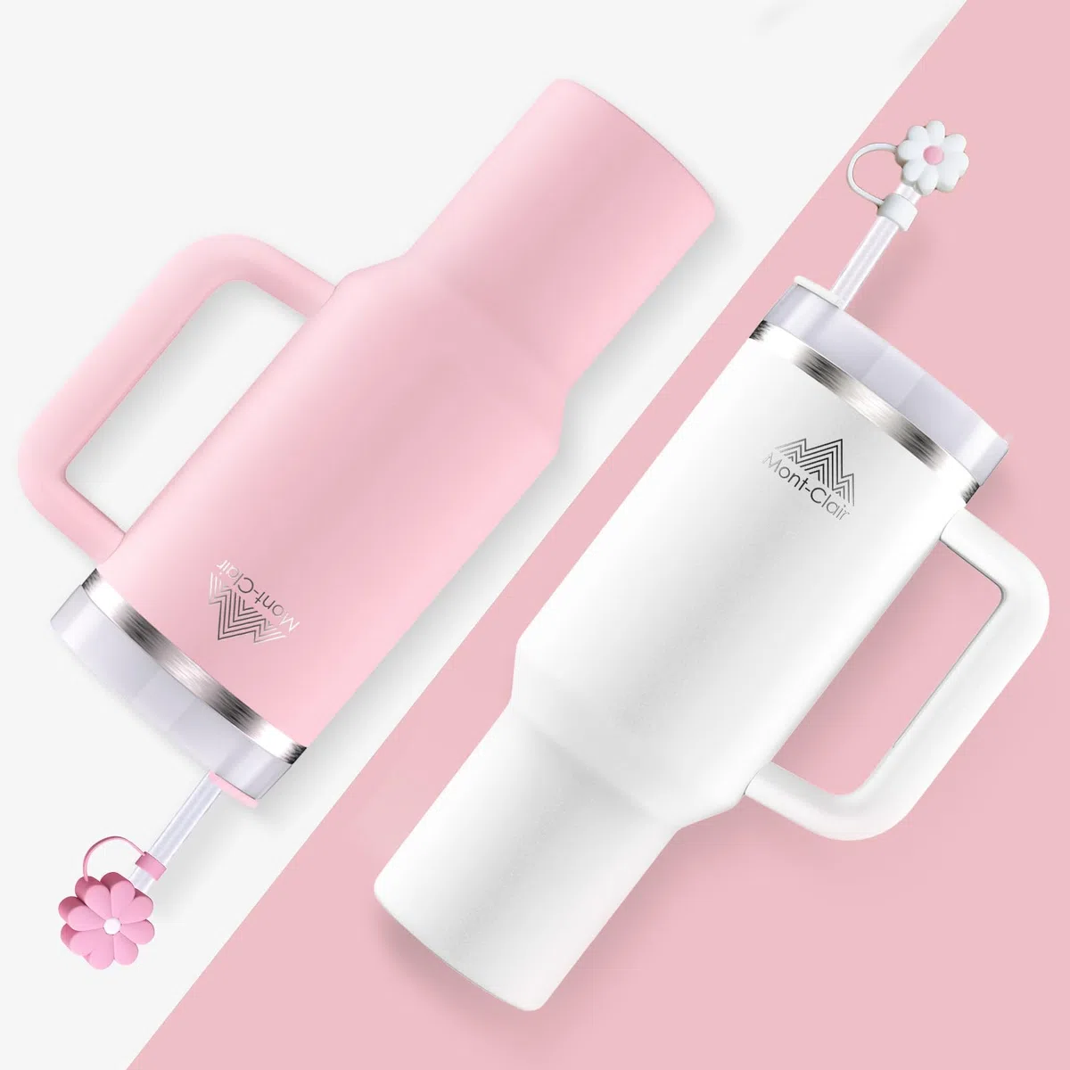 Mont-Clair Tumbler 40oz - Tazza Termica con Cannuccia - Acciaio Inossidabile - Freddo per 11 Ore - Con Ghiaccio per 48 Ore - 1200ml - Rosa