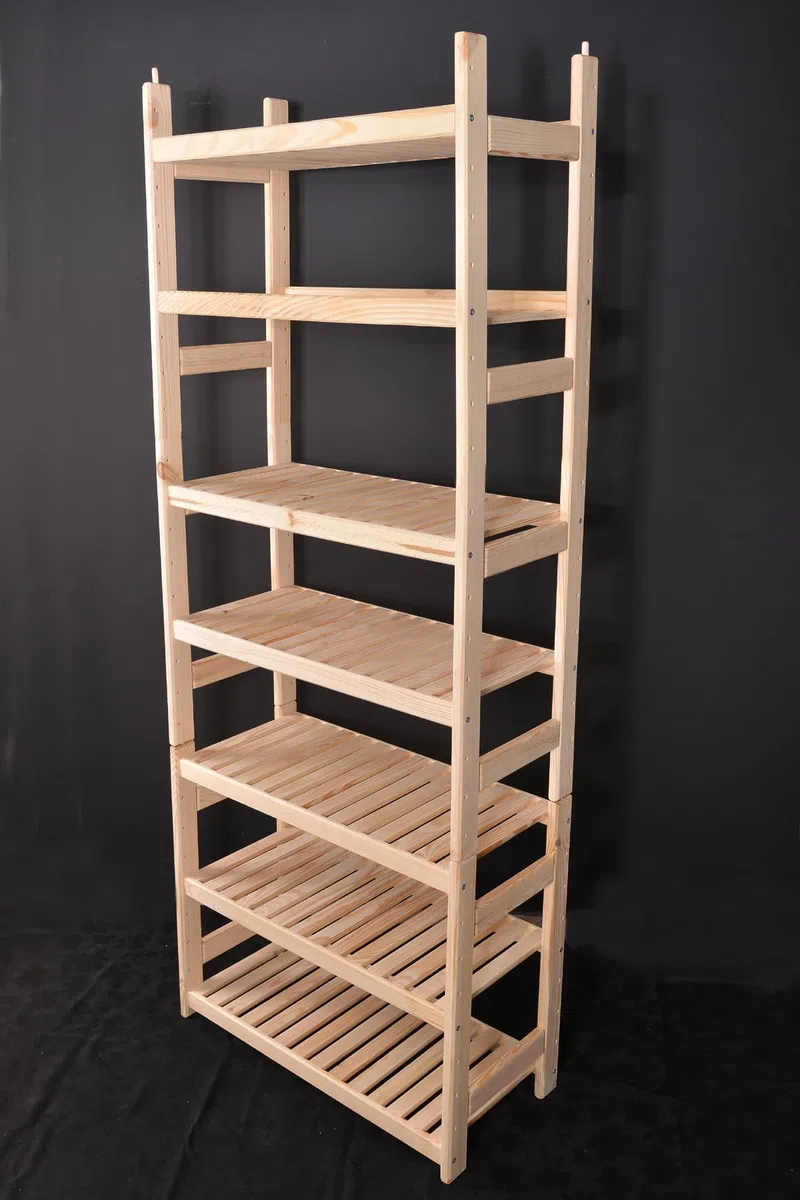 Scaffale in legno, impilabile, in legno di pino, larghezza 38 cm, lunghezza 50 cm, altezza 45 o 60 cm, 2 o 3 ripiani (60 x 50 x 38 cm, 2 ripiani)