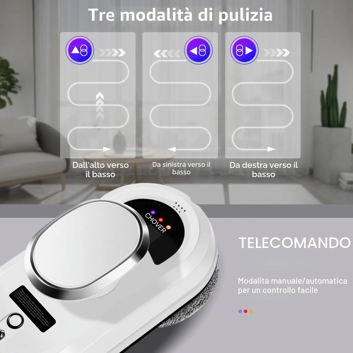 CHOVERY CL-1 Robot Lavavetri, Lavavetri Elettrico Telecomandato, Sistema di Rilevamento Intelligente dei Bordi, Lavavetri Magnetico