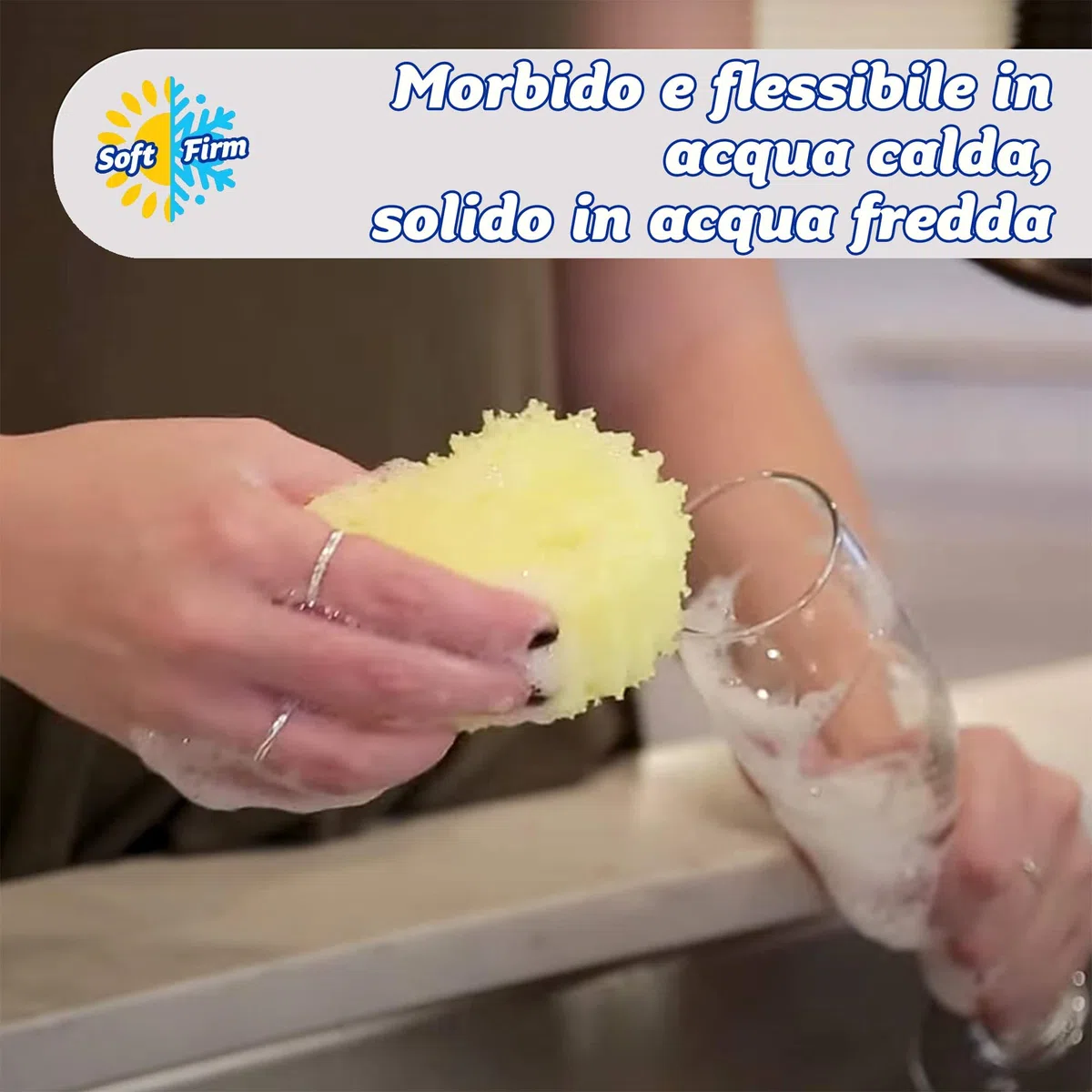 Scrub Daddy Originale Spugna Piatti Lavabile, Spugne Cucina e Bagno, Non Graffia Prodotti per la Pulizia della Casa, Design Morbido e Compatto FlexTexture, Lavabile in Lavastoviglie, Gialli 2 Pz