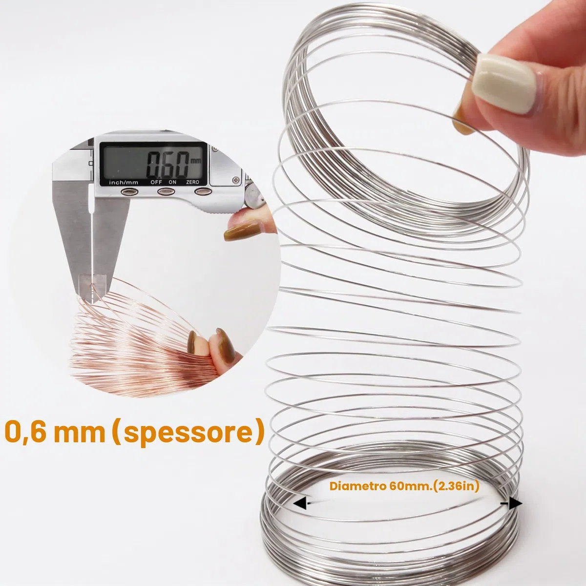 EuTengHao Fili di memoria in acciaio inox per gioielli, collane, bracciali, anelli, orecchini (6 colori x 2,7 m, 440 anelli)