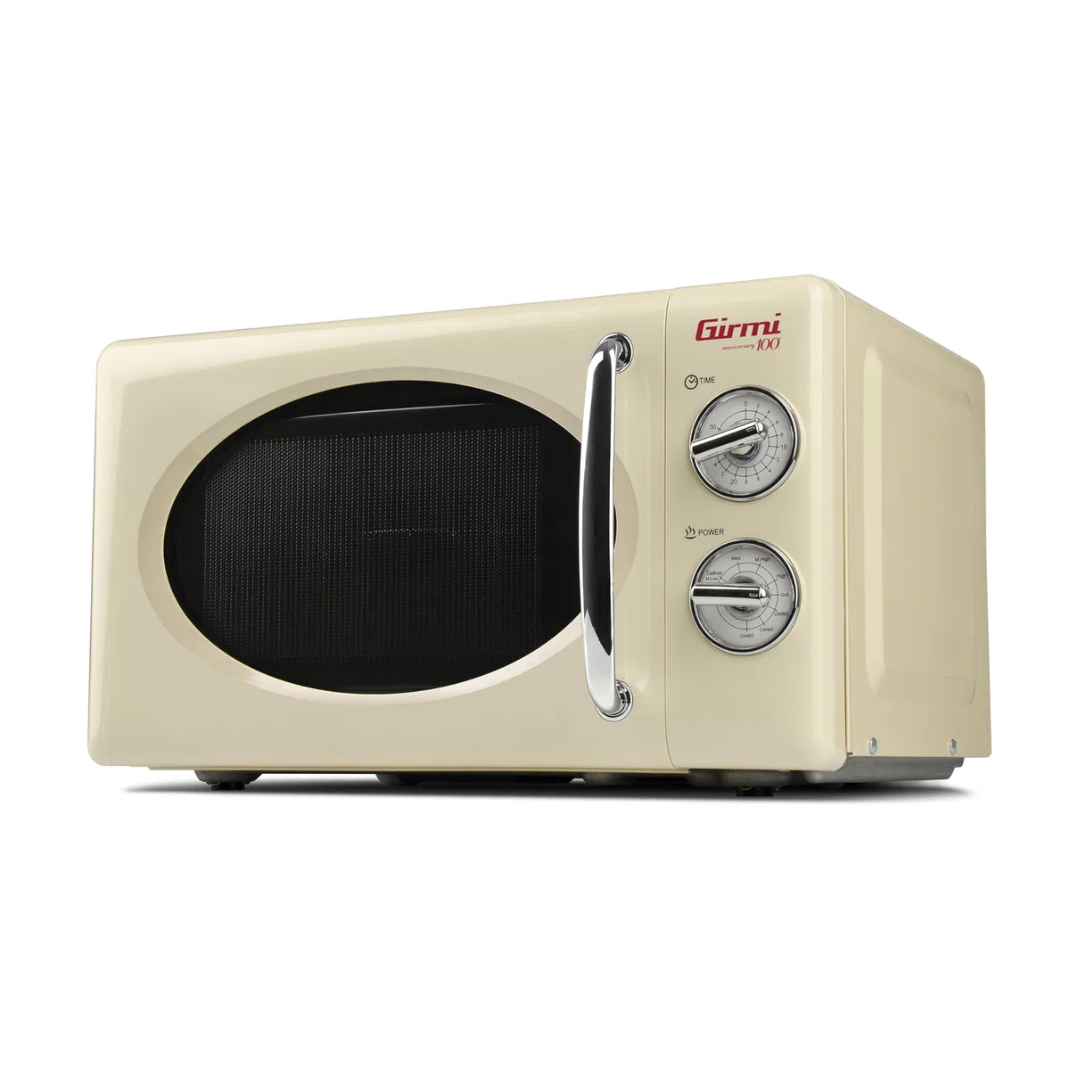 Girmi FM21 Forno Microonde Combinato Vintage Design, 20 Lt, 700+800W, Cottura combinata, Timer, Funzione Grill, Timer 30 minuti, Funzione scongelamento, Crema