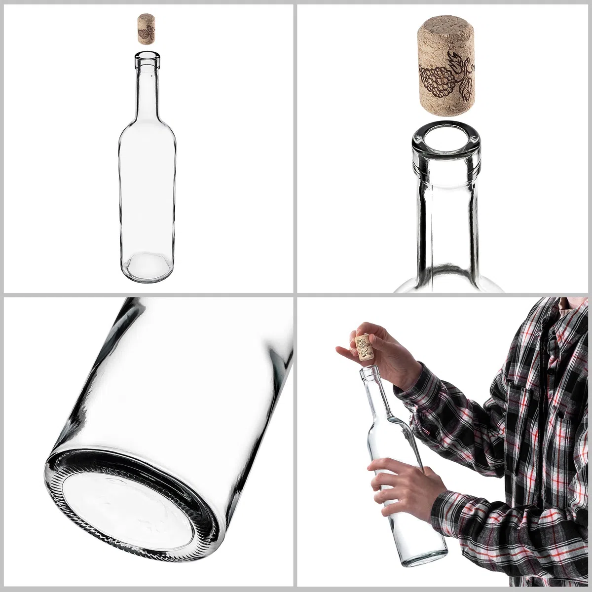 KADAX Set di 30 Bottiglie in Vetro 750ml con Tappo in Sughero – Bottiglie vuote da riempire per liquore, Grappa, Olio e aceto, Ideali per Regali e Fatte in casa