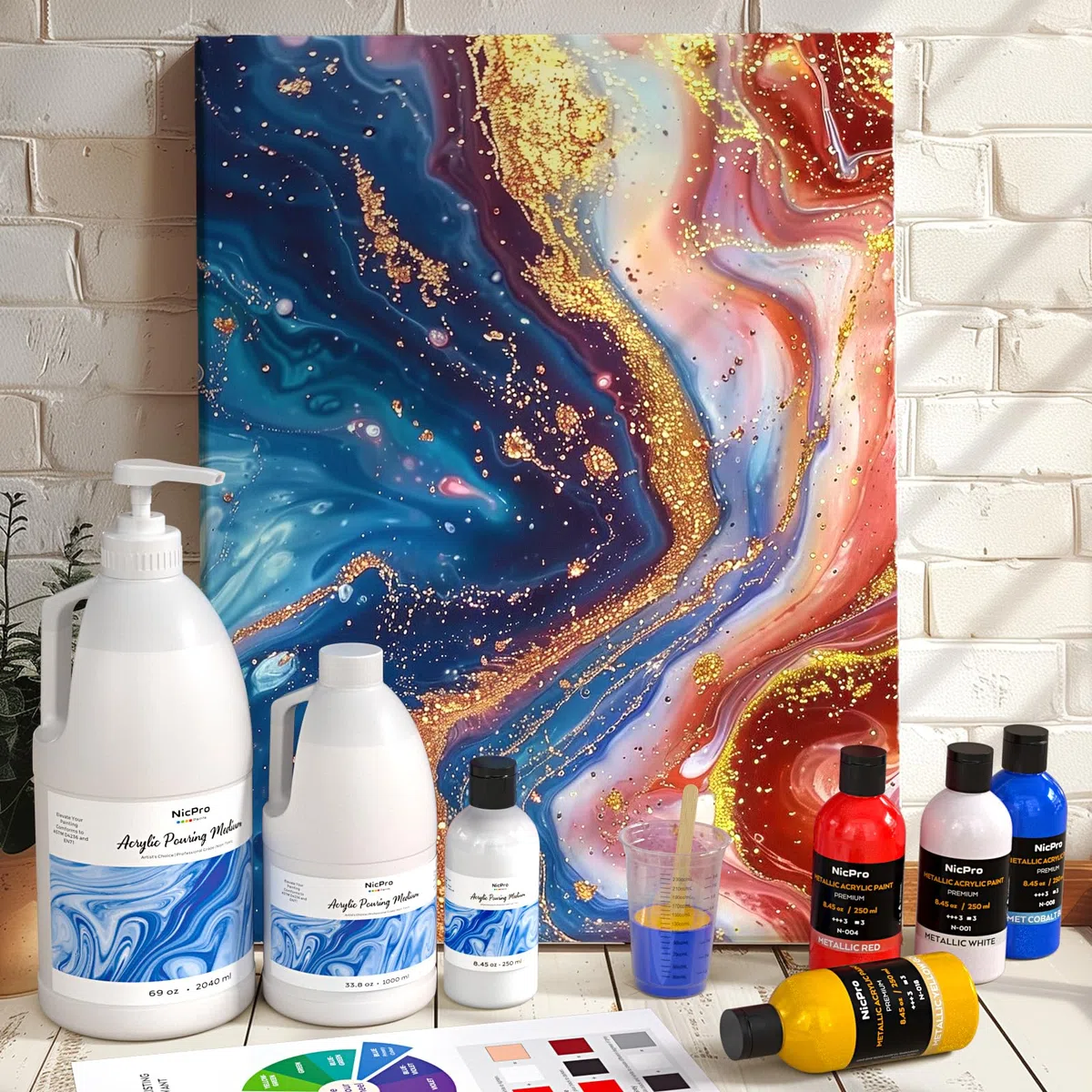 Nicpro Pouring Medium Per Colori Acrilici 250 ML, Versare Medio Per Colori Acrilici, Miglioramento Della Fluidità Della Pittura Acrilica, Impermeabile, Non Ingiallente