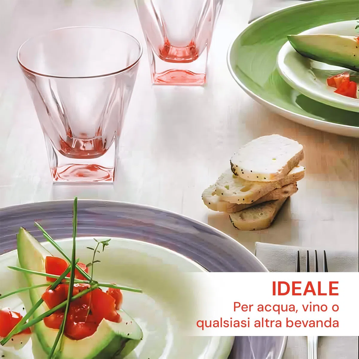 Avilia Set 6 Bicchieri 27CL con Fondo Rosso in Luxion - Resistenti ed Eleganti Ideali per Cene in Famiglia o Occasioni Speciali - Adatti a Tutti i Tipi di Bevande - Facili da Lavare in Lavastoviglie
