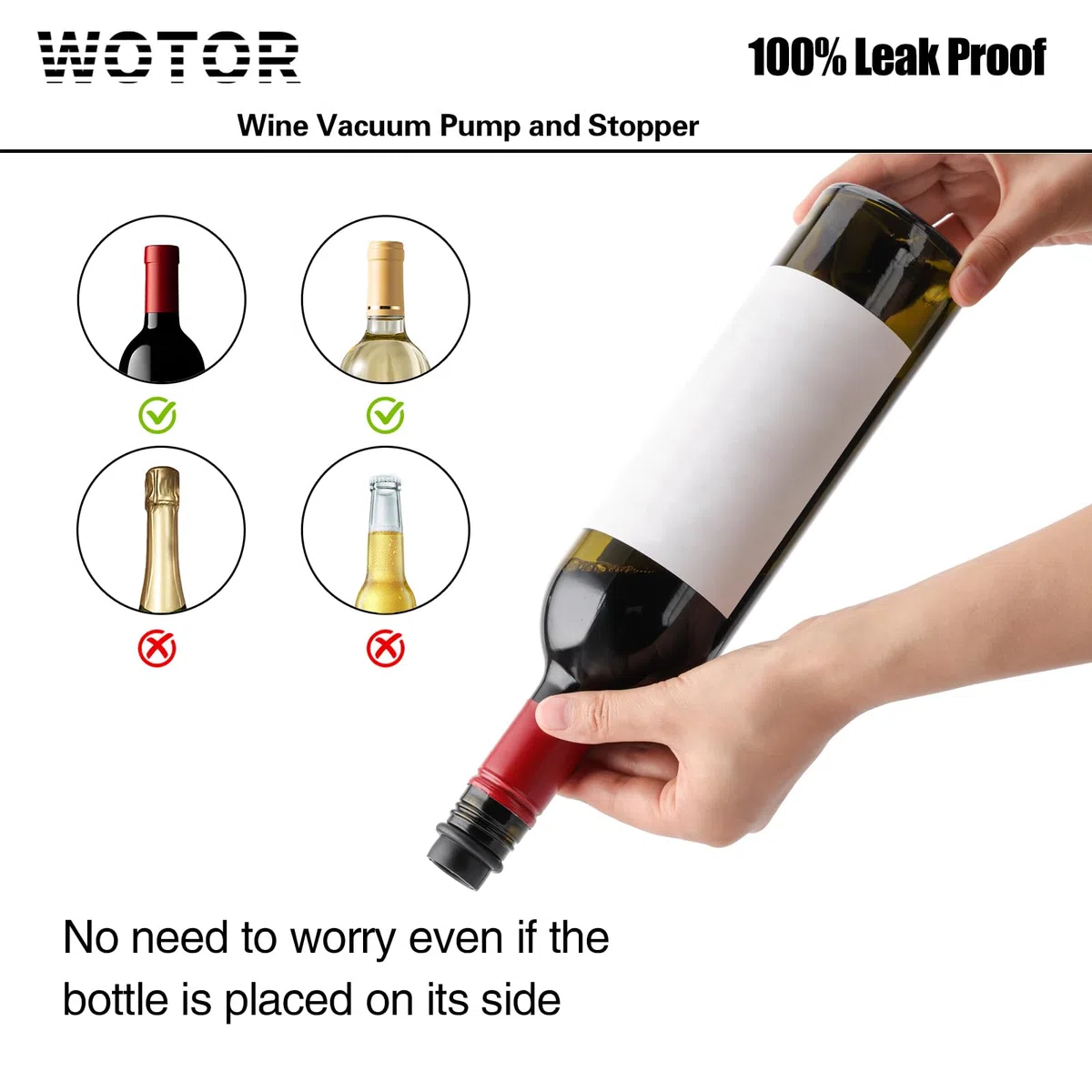 WOTOR tappo vino sottovuoto 12 pezzi, tappi bottiglie vino, accessori vino, Tappi Riutilizzabili Per Mantenere Il Vino Fresco (Nero)