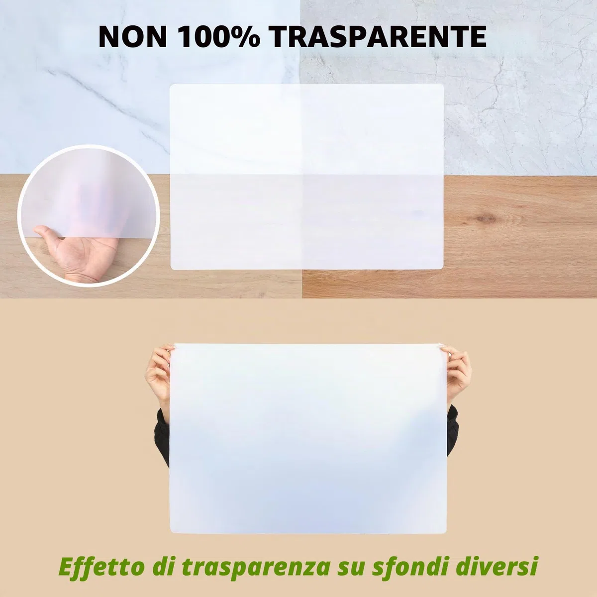 SUPER KITCHEN Tappetino da Pasticceria, Tappetino da Forno in Silicone Antiaderente Riutilizzabile, Tampone per Impastare, Tappetino da Resina, Stuoia per Impasti, Pizza, Pasta (Trasparente, 60x40cm)