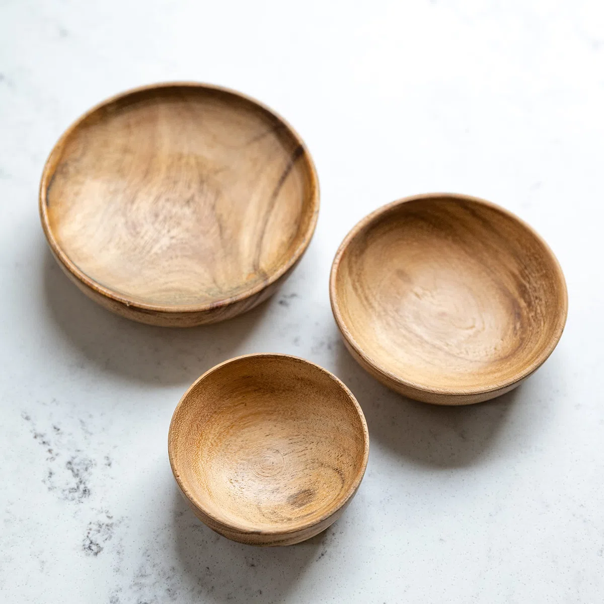 Artesà insalatiere in Legno, Piatti da Portata, Piatti da Antipasto in Legno di Acacia, 12,4 cm (5"), 10,2 cm (4") E 8 cm (3"), Set di 3