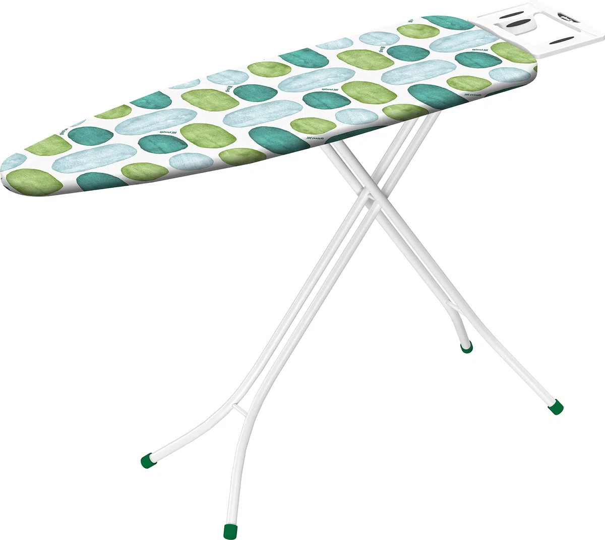 GIMI Green Line Roy Asse da Stiro con Portacaldaia, Regolabile in Altezza, Acciaio, Bianco, Piano Stiro 122 x 38 cm, 144 x 38 x 90 cm