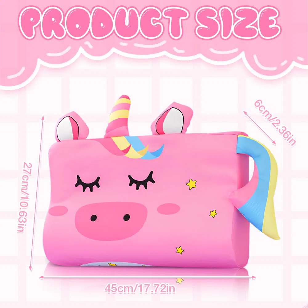 Cuscino Schlummerkids, Cuscini per Dormire, 45 * 27 * 6 cm Cuscino Originale con simpatici animali per bambini, Cuscini Ergonomico per Viaggio, Ufficio, Casa(Unicorno)