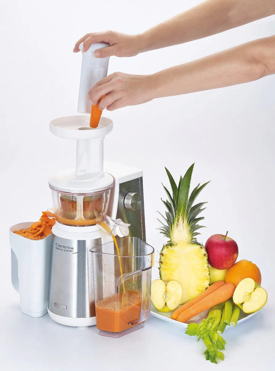 Ariete 177 Centrika Slow Juicer Metal, Estrattore di succo, 400 W, Raccoglitore di succo, 1 velocità + reverse, Argento