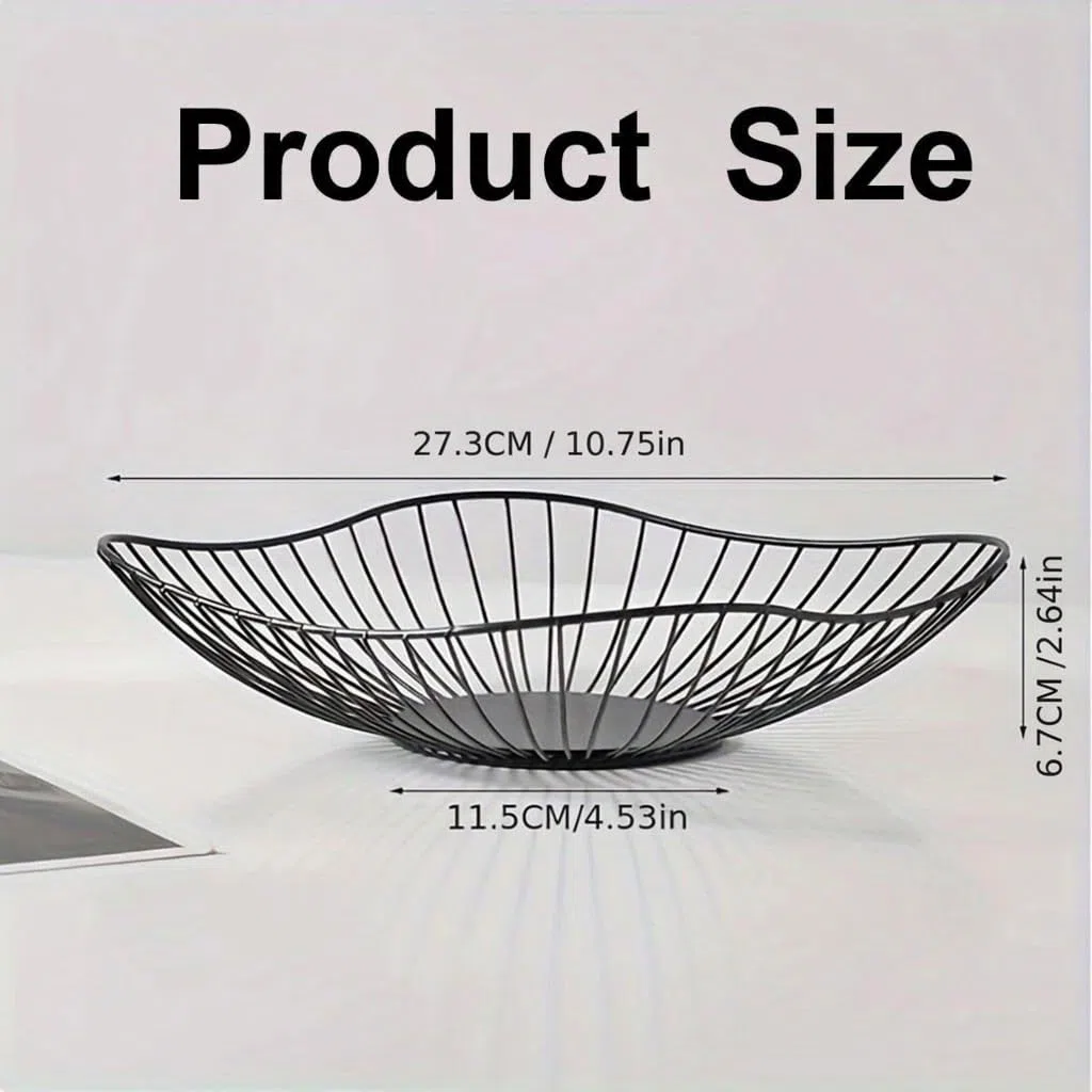 Set di 2 cestini per frutta in metallo, moderni, in metallo, con design a cavità, per la casa, elegante regalo, per feste, colore nero