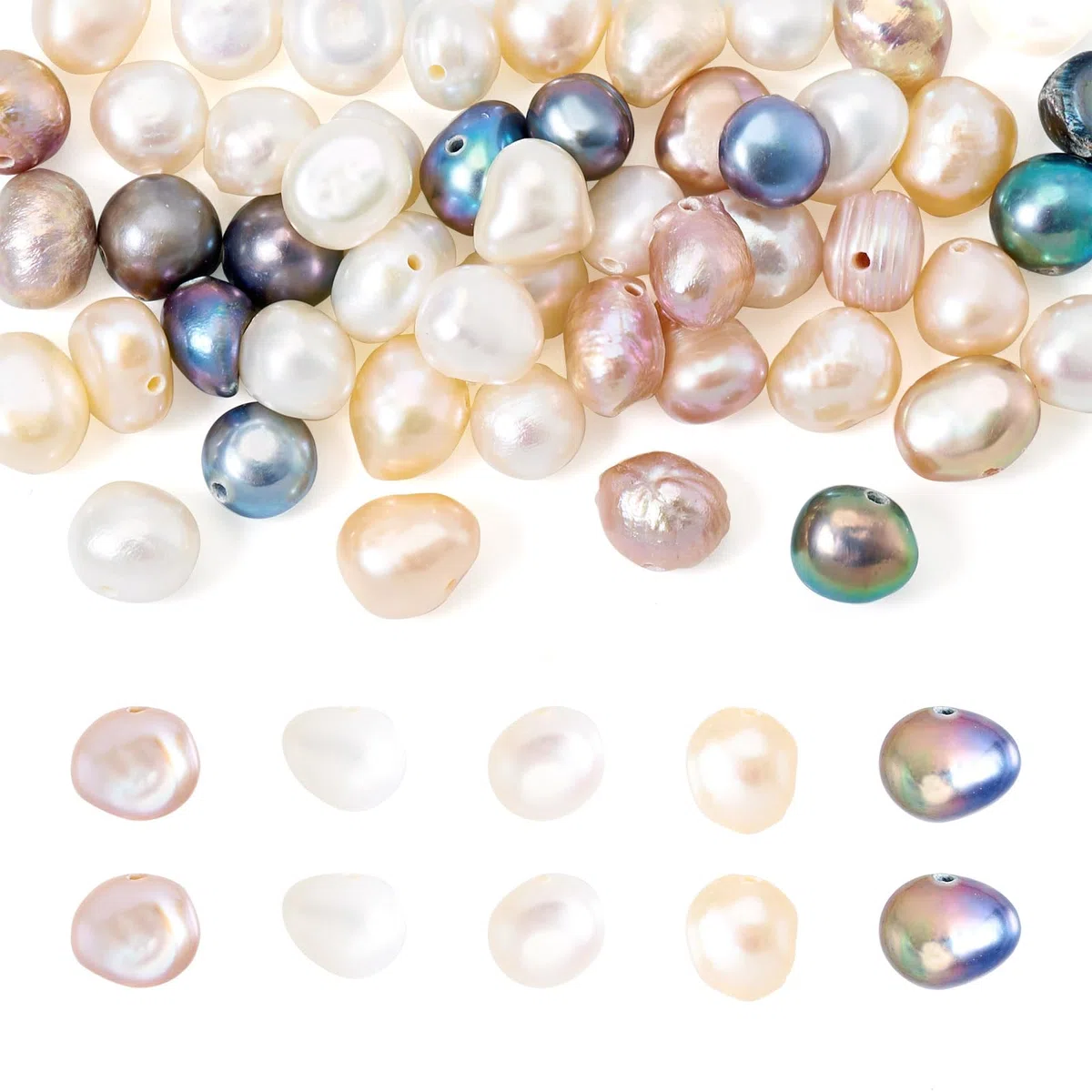 Crafans - Perle naturali coltivate in acqua dolce, forma irregolare, 5 colori, perline per la creazione di bracciali fai da te, collane, creazione di gioielli, 50 pezzi