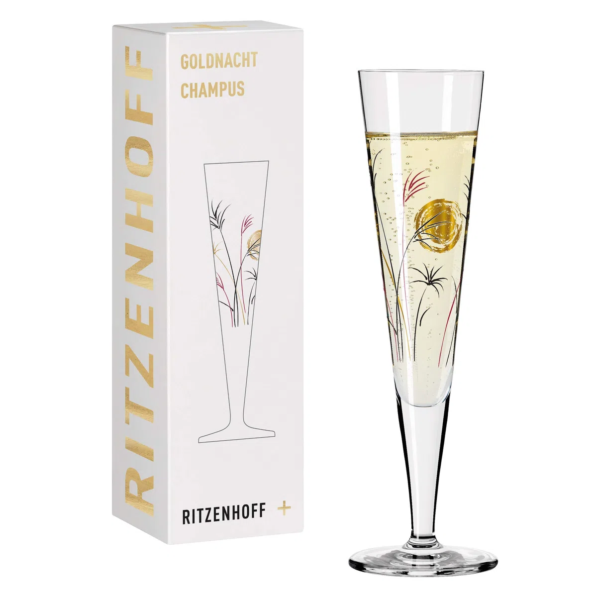 Ritzenhoff 1071013 Bicchiere da champagne 200 ml - Serie Goldnacht No. 13 - Nobile pezzo di design con oro vero - Made in Germany