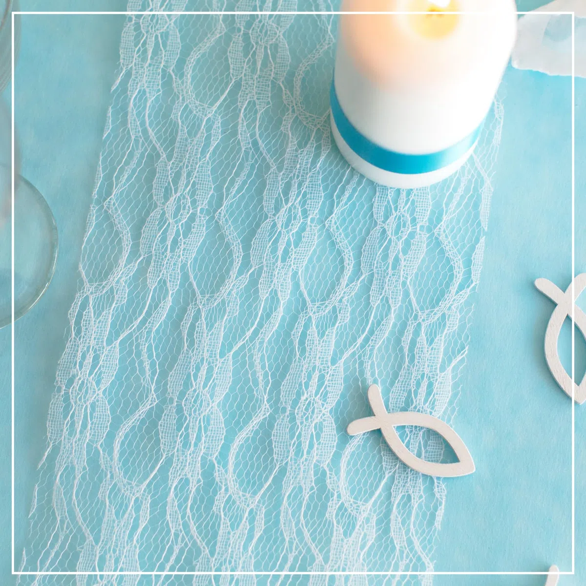 100%Mosel Runner da tavola in pizzo bianco puro (15 cm x 25 m) delicato runner da tavola in pizzo, elegante decorazione da tavola per matrimoni e battesimi, decorazione per feste e occasioni speciali