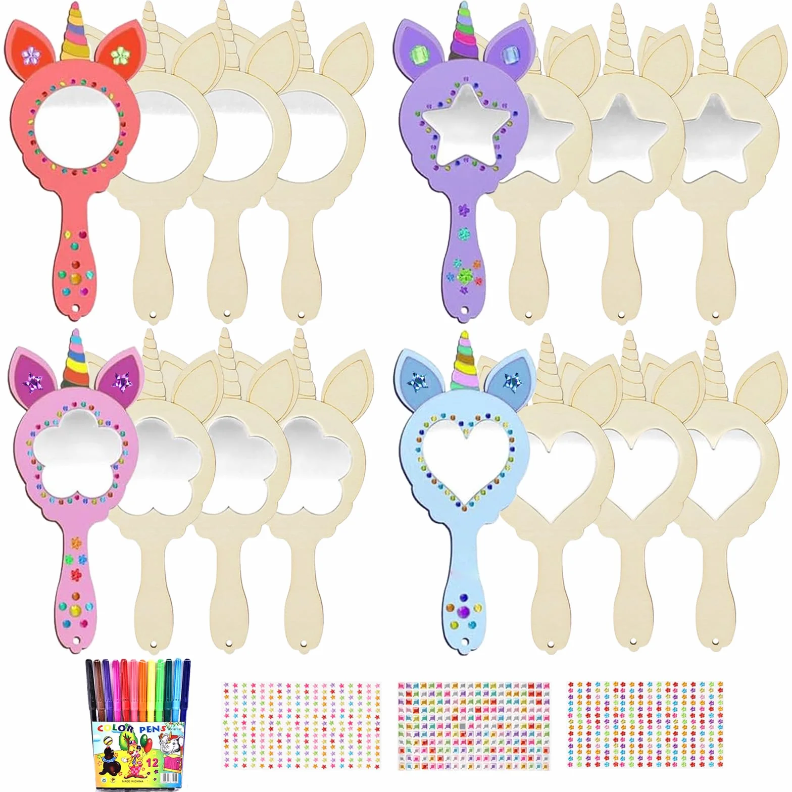 Zkaoai Specchio in Legno Fai Da Te, Mini Specchio DIY, Kit Creativo con Legno per Bambini