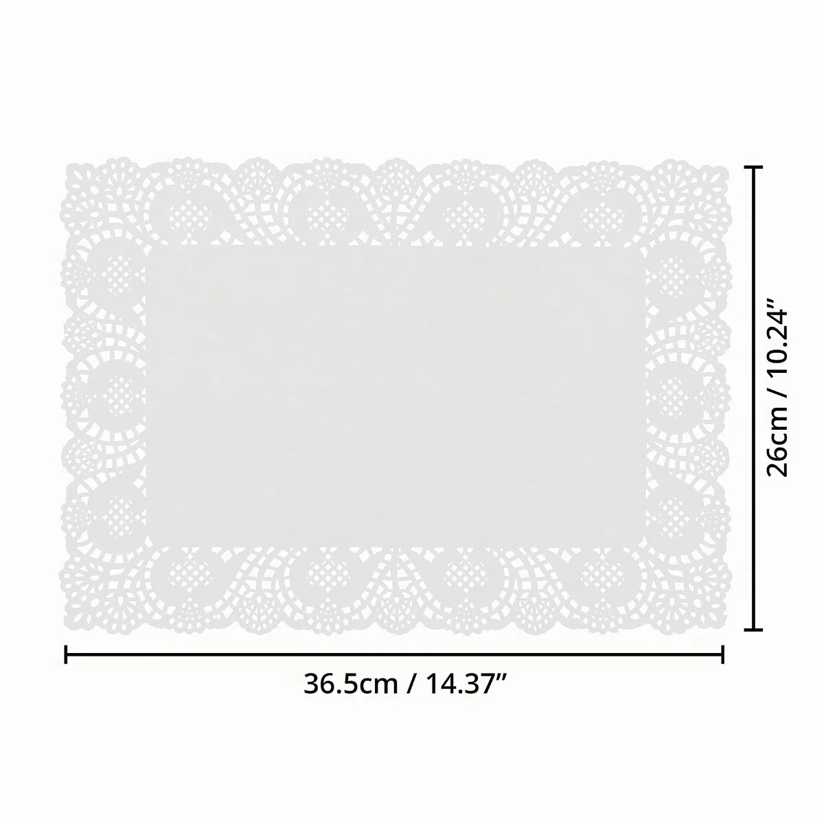 BELLE VOUS Centrini di Carta in Pizzo Rettangolari Bianchi (Set da 100) - 36,5 x 26 cm - Centrino di Carta Sotto Torta Rettangolari, Tovagliette per Decorazioni Nuziali e Confezioni