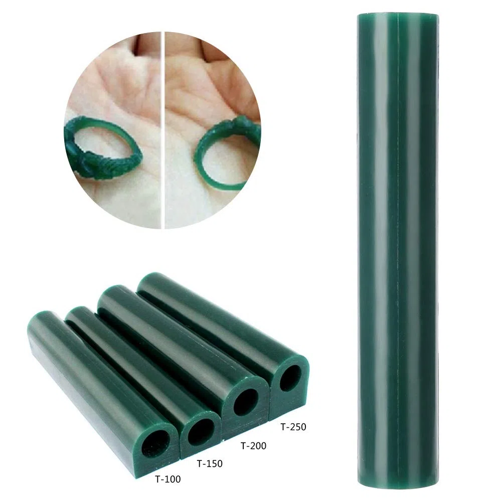 Anello gioielli strumento verde intaglio cera tubo, intaglio cera anello tubo per fare anelli stampo tondo cera tubo con foro centrato cera dura solido intaglio cera tubo vuoto grande lato(T250)